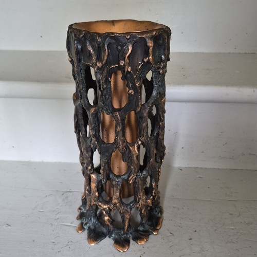 Brutalist copper vase with - brutalist,