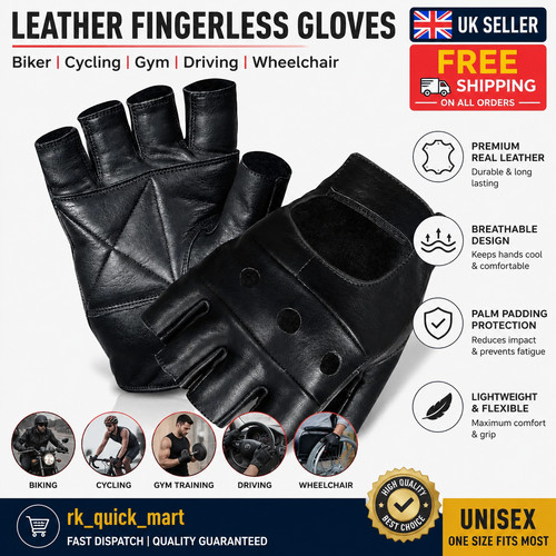 Leather fingerless gloves - leather,