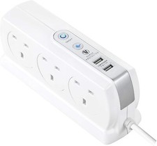 Extension Lead with USB Power Surge Protector 6 Gang Block Protected Masterplug