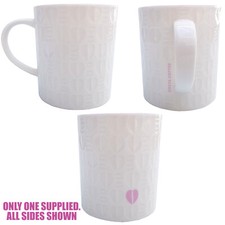 Costa Coffee Heart Shaped Bean Mug Cup Pink White Logo Branded Drink Embossed 3D