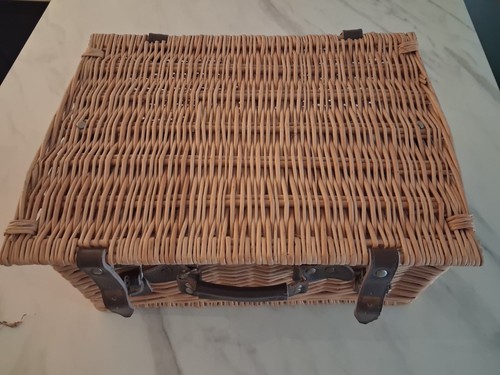 Wicker hamper brown leather - brown,