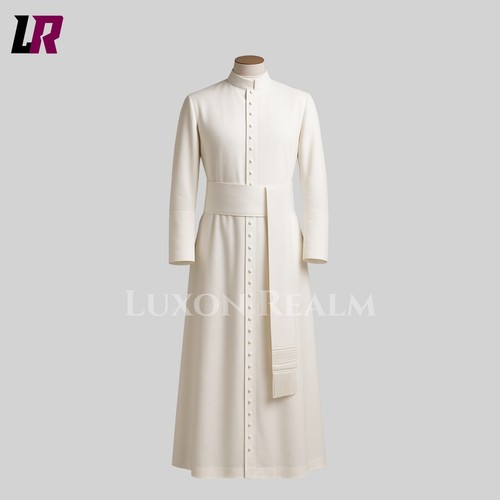 White clergy cassock with - white,