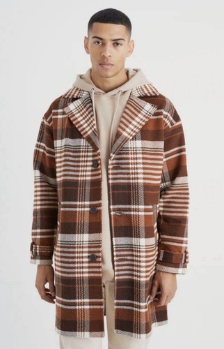 Men checked overcoat jacket - checked,