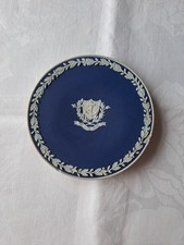 VINTAGE WEDGWOOD DARK BLUE JASPER WEAR SMALL PLAQUE- ST.LEONARDS + ANCHOR