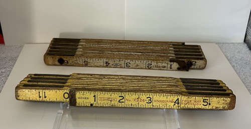 Vintage wooden folding rulers - wooden,