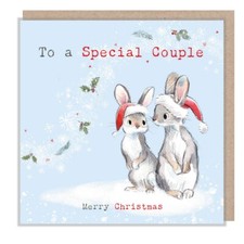 Christmas Card Special Couple Rabbits - Paper Shed Illustrated Xmas Design