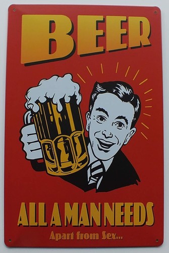 Metal beer signs man - beer, cave