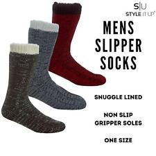 Knitted Premium Lounge Socks Mens Fleece Lined Anti Slip Slipper Socks Gift