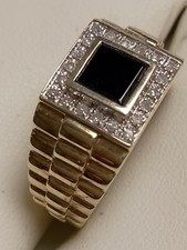 Gents diamond & sapphire ring