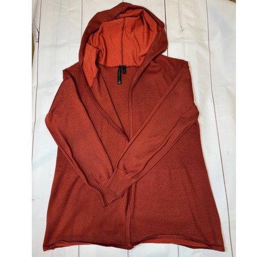 Rust colored knit hoodie - colored,
