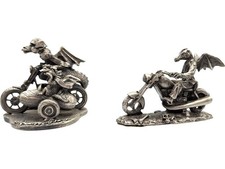 Pewter Dragon Figurines Biker Duo by Roy Gile Handmade Collectables