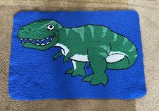Blue Dinosaur TRex Rug Blue Green Kids Bedroom Floor Mat ?