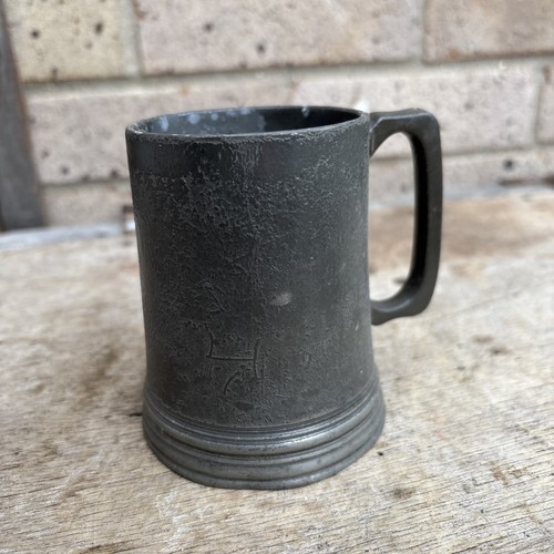 Antique pewter tankard stamped - antique,