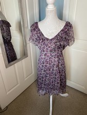 Warehouse Purple Floral Fit & Dress Size 14