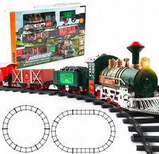Kids Train Set Electric Cargo Train Toy Track Train Toy with Head Light Sound