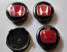 4x Honda  Alloy Wheel Hub Centre Cap Set of 4 Center Caps 60mm Black Red