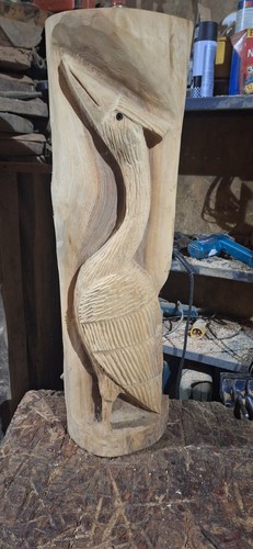 Chainsaw carving stork wood - stork,