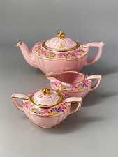 Sadler Vintage Pink & Gold Roses Teapot, Milk Jug And Lidded Sugar Bowl Tea Set