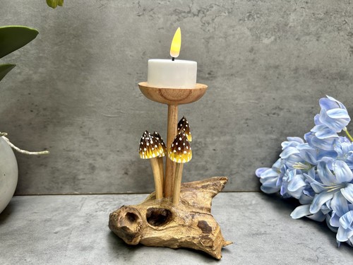 Wooden mushroom candle holder - mushroom,