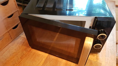 Black wood effect microwave - &,