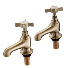 Basin Pillar Taps Pair Antique