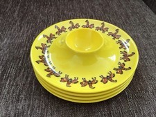 4 M&S.YELLOW.SOLDIERS ON HORSE.RETRO.MELAMINE.EGG CUPS.VGC. 5”.