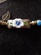 Ethnic Leather and Clay Slip Knot Bracelet