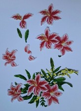 TATTERED LACE FLORAL STARGAZER LILY DECOUPAGE DIE CUTS X 4 SETS CARD TOPPERS