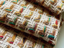 MILKY WHITE BOUCLE WEAVE 8  x MULTIPLE COLOUR WOOL & CASHMERE MADE IN ITALY A38