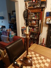 Ethan Allen Brass & Marble Effect Resin Column Desk Table Lamp 86cm 3kg *