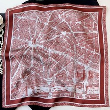 Mulberry Silk Scarf Bandanna Map Print Office Necktie 21"