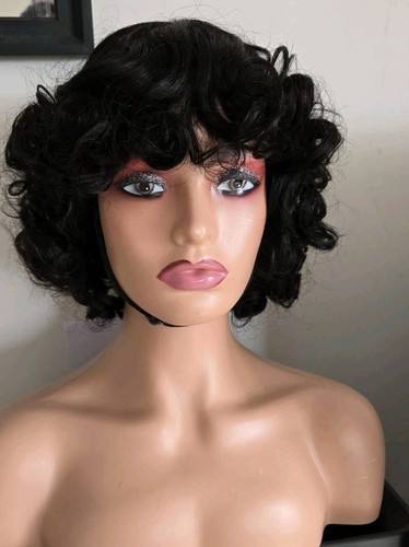 Short curly human hair wig - curly,