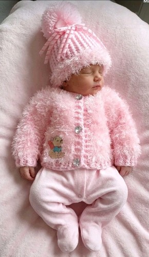 Fur baby hat and - fur, cardigan
