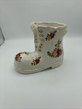 VINTAGE FLORAL CERAMIC BOOT PLANTER VASE / ORNAMENT