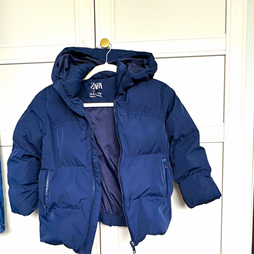 Zara navy hooded puffer jacket - puffer,