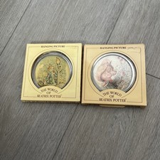 Two Vintage Beatrix Potter Pewter Wall Hangings Peter Rabbit & Squirrel Nutkin
