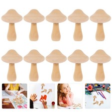 10pcs Wooden Mushroom Decor Garden Layout Ornaments Blank Graffiti Mushrooms