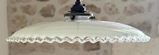 Large vintage French opaline glass coolie light shade piecrust trim + fittings