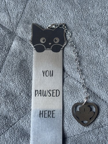 Metal cat bookmark with chain - cat,