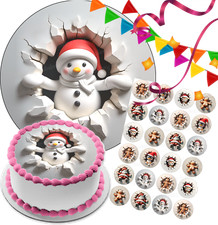 Christmas Snowman Cake Topper Party Decoration Edible Celebration Xmas funny