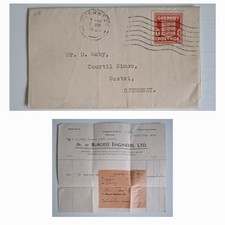 1943 Guernsey occupation stamp on folded invoice see details