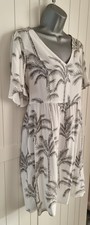 George Asda Cream Off White Palm Print Summer V neck dress size 12 BNWOT