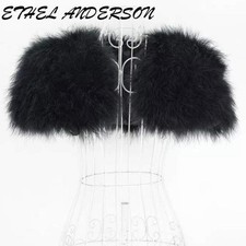 Real Ostrich Feather Bolero Shrug Fur Wrap Jacket High Stylish Bridal Wedding J7