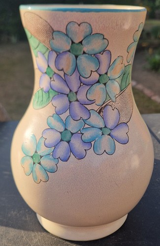 Vtg gray pottery vase - pottery, flower
