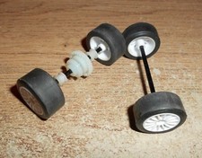 Scalextric white wheels & tyres with axles SUPERB spares. Touring / GT car etc.