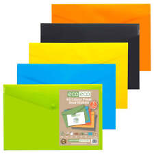 Assorted Colour Plastic Document Stud Wallets Popper File Folders A7 A6 A5 A4 A3