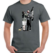 Banksy T-Shirt Mens Punk Street Art Graffiti Skinhead Top Rock Music Anarchy