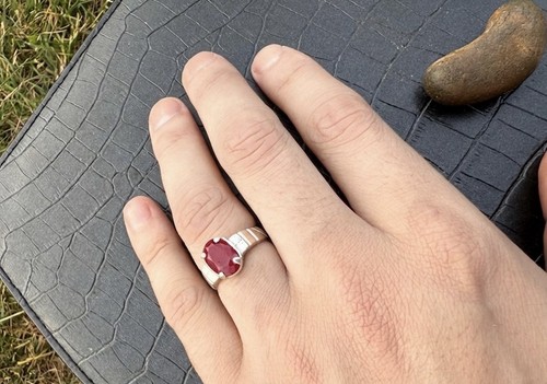 Real red ruby ring - ruby, sterling