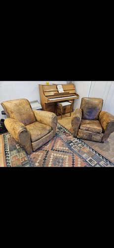 Brown leather club chairs 2 - chairs,