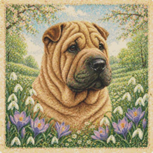 Shar pei puppy - in, spring